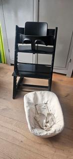 Zwarte Stokke tripp trapp met babyset en newborn set, Kinderen en Baby's, Ophalen of Verzenden, Gebruikt, Meegroeistoel, Stoelverkleiner