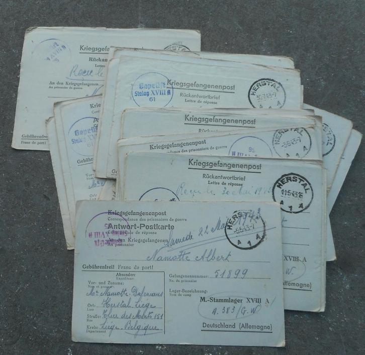 LOT DE CORRESPONDANCE WW2 PRISONNIER BELGE STALAG XVIIIA, Verzamelen, Militaria | Tweede Wereldoorlog, Landmacht, Boek of Tijdschrift