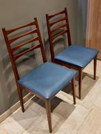 Vintage stoelen-2 Scandinavische - Deense (ladder)stoelen, Huis en Inrichting, Stoelen, Blauw, Twee, Jaren 60/70, Hout