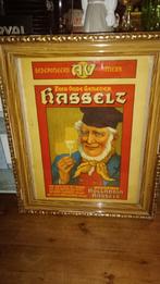 Oude distilleerderijposter Jenever Hasselt, Verzamelen, Reclamebord, Gebruikt, Ophalen of Verzenden