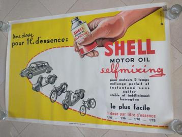 Originele affiche poster uit 1954 Shell olie can auto motor beschikbaar voor biedingen