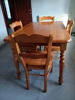 Massief eiken keukentafel en 4 stoelen, Ophalen, Zo goed als nieuw