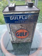 Ancien bidon Gulf motor oil, Collections, Boîte en métal, Utilisé, Enlèvement ou Envoi