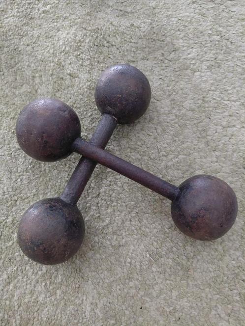 antieke gietijzeren halters - dumbbells -  handgewichten, Antiek en Kunst, Curiosa en Brocante, Ophalen of Verzenden