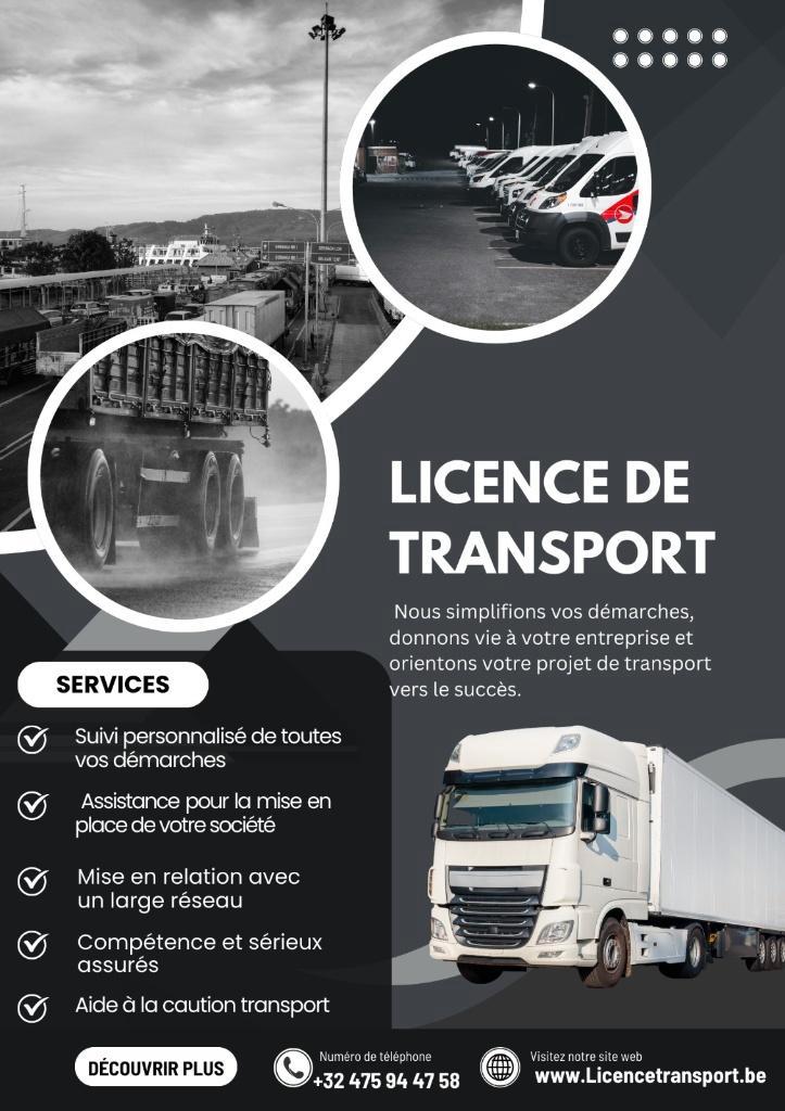 Location de licence de transport+ Caution, Auto diversen, Overige Auto diversen, Ophalen of Verzenden