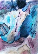 Schilderij aquarel en houtskool op A3 formaat, Ophalen of Verzenden