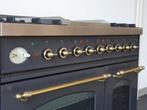 🍀 Luxe Fornuis Boretti 90 cm antraciet messing 2 ovens, 60 cm of meer, 5 kookzones of meer, Vrijstaand, Grill