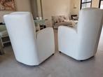6 wit leren eetkamer fauteuils met lichte gebruikerssporen ., Huis en Inrichting, Ophalen, Gebruikt, Wit