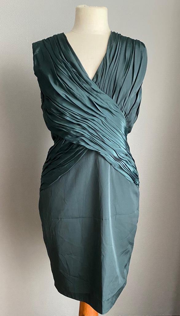Donkergroene jurk Sisley maat L, Kleding | Dames, Jurken, Zo goed als nieuw, Maat 42/44 (L), Groen, Knielengte, Verzenden