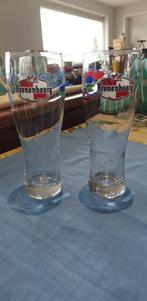 glazen Kronebourg 1 rood 1 blauw steden, Ophalen of Verzenden, Zo goed als nieuw, Glas of Glazen, Overige merken