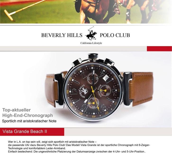 Chronographe Polo Club Vista Grande Beach 2 de Beverly Hills, Bijoux, Sacs & Beauté, Montres | Hommes, Neuf, Montre-bracelet, Autres marques