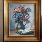 Schilderij op doek met kader , bloemen , Gil. Desmet, Ophalen