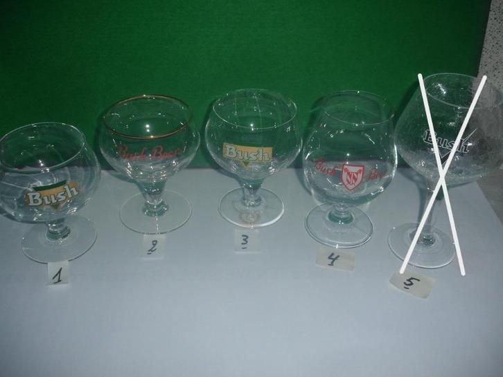 Bierglazen Bush Beer, 5 verschillende, Verzamelen, Biermerken, Zo goed als nieuw, Glas of Glazen, Overige merken, Ophalen of Verzenden