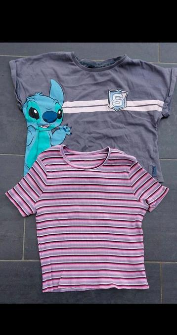 2x Crop top t-shirt - maat 152 - Disney (Lilo & Stitch) beschikbaar voor biedingen