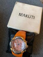 Makuti montre bracelet cuire orange, Cuir, Acier, Montre-bracelet, Enlèvement ou Envoi