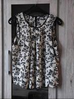 Blouse vaporeuse écrue fleurs noires atmosphère taille 42, Comme neuf, Primark, Sans manches, Taille 42/44 (L)