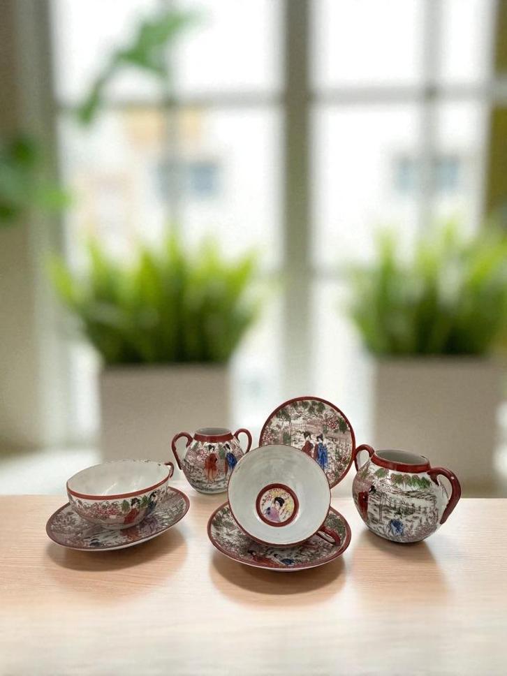 Antiek Japans servies van fijn porselein - jaren 40, Antiek en Kunst, Antiek | Porselein, Ophalen of Verzenden