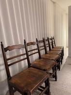 6 chaises de salle à manger en chêne et cuir, Maison & Meubles, Chaises, Antique, Brun, Enlèvement, Bois