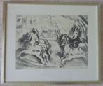 LEO BERVOETS / PAARDEN IN HET CIRCUS / ZW-W LITHO / 48x57cm, Ophalen of Verzenden