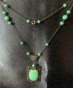 Prachtige  vintage halsketting in art deco-stijl. 1950-60, Ophalen of Verzenden, Gebruikt, Groen, Overige materialen