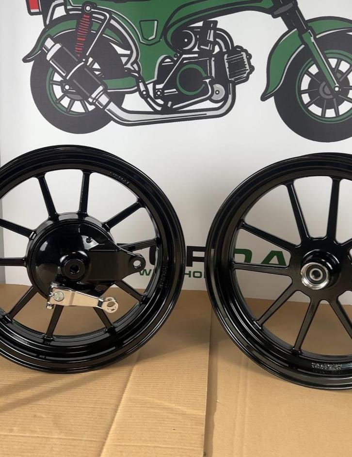 Velgenset zwart tubeless 12 inch 2.75 – 3.50 Dax, Fietsen en Brommers, Brommeronderdelen | Algemeen, Nieuw, Overige typen, Ophalen of Verzenden