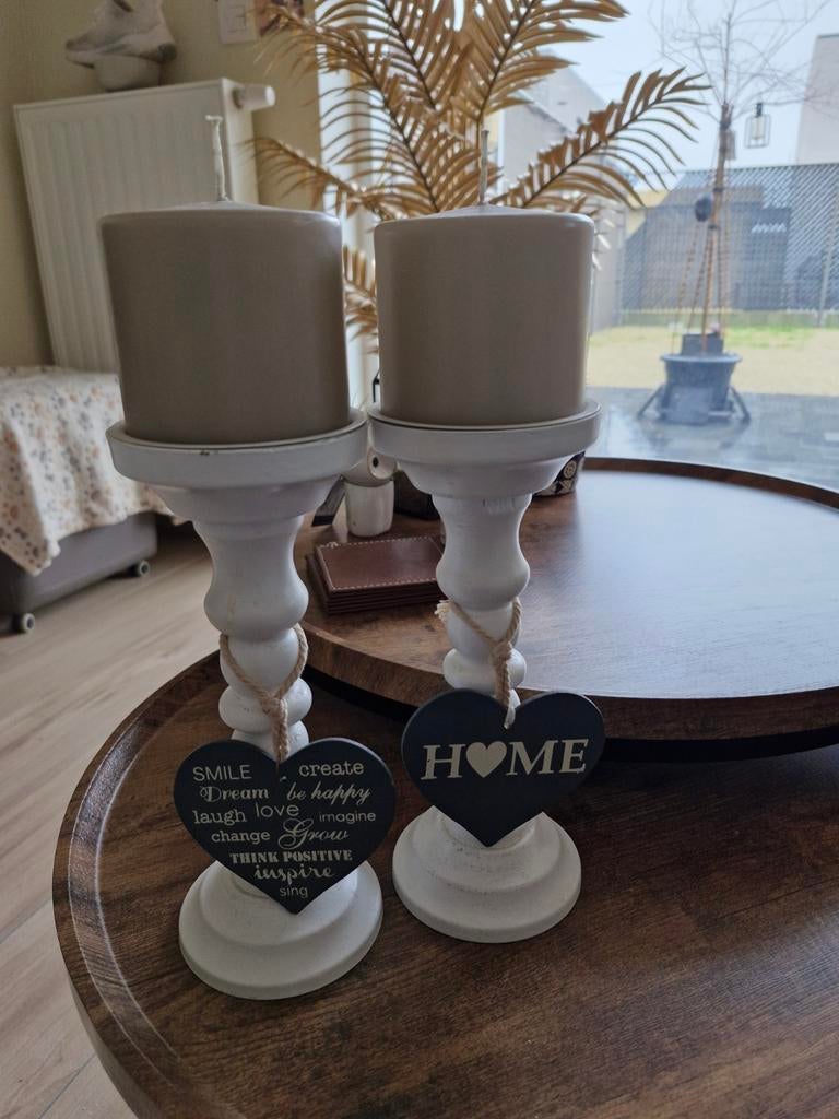 Landelijke kaarsen 2 stuks, Huis en Inrichting, Woonaccessoires | Etagères, Zo goed als nieuw, Ophalen of Verzenden