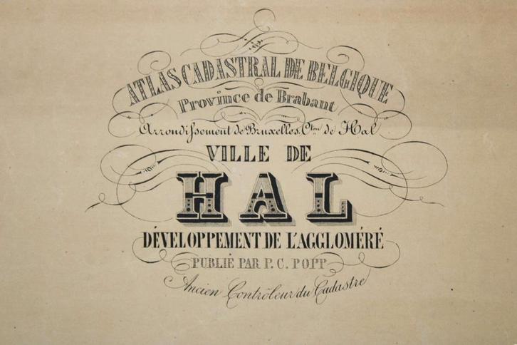 ancien plan de Hal (centre), PC Popp, XIXe siècle, Antiquités & Art, Curiosités & Brocante, Enlèvement