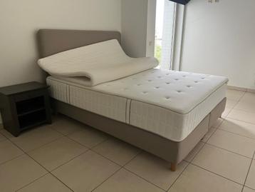 IKEA BOXSPRING, Huis en Inrichting, Slaapkamer | Boxsprings, Ophalen, Grijs, 140 cm, Zo goed als nieuw