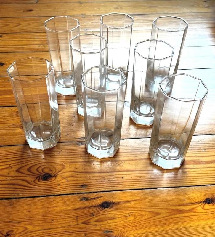 8 LONGDRINK vintage glazen Arcoroc jaren 80, Verzamelen, Glas en Drinkglazen, Ophalen of Verzenden