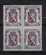 postzegels belgie nr 671 in blok van 4 met verschillende cu, Postzegels en Munten, Postzegels | Europa | België, Orginele gom