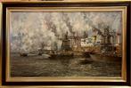 schilderij Rotterdam Havenzicht, Antiek en Kunst, Kunst | Schilderijen | Klassiek, Ophalen