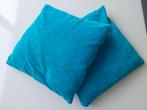 2 sierkussens blauw - incl. vulling, Ophalen of Verzenden, Zo goed als nieuw, Blauw, Vierkant