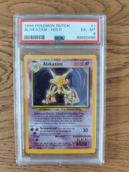 1999 Base Set Alakazam PSA rated EX-MT Zeldzaam, Hobby en Vrije tijd, Verzamelkaartspellen | Pokémon, Zo goed als nieuw, Ophalen of Verzenden