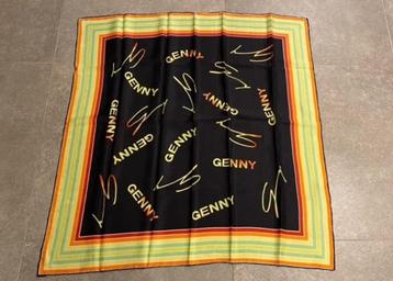 Genny zwarte foulard met logo, Genny, Enlèvement ou Envoi, Comme neuf, Écharpe