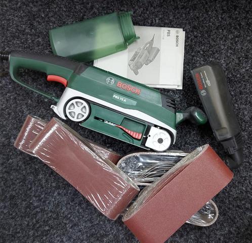 BOSCH - BANDSCHUURMACHINE TYPE: PBS75A + TOEBEHOREN, Doe-het-zelf en Bouw, Gereedschap | Schuurmachines, Zo goed als nieuw, Bandschuurmachine