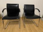 OPRUIMING - 2x Walter Knoll stoelen George Cantilever, Twee, Zwart, Leer, Zo goed als nieuw