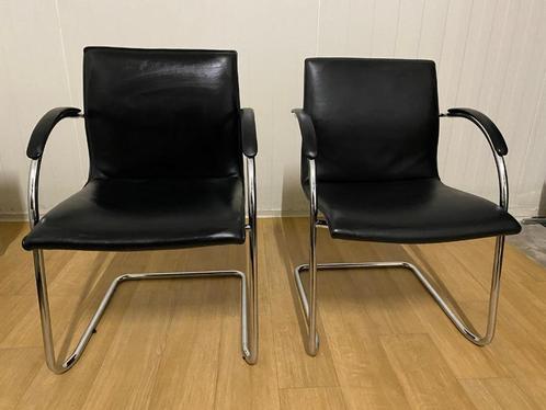 OPRUIMING - 2x Walter Knoll stoelen George Cantilever, Huis en Inrichting, Stoelen, Zo goed als nieuw, Twee, Leer, Zwart, Ophalen of Verzenden
