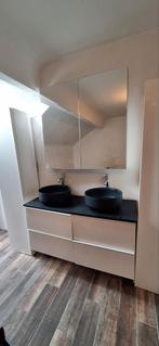 Meuble double vasque, 2 colonnes et baignoire