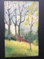 Antieke schilderij op sigaren deksel ,F.Wyngaerden 1926, Antiek en Kunst, Ophalen of Verzenden