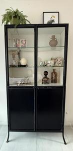 Vitrinekast, zwart, staal, Huis en Inrichting, Kasten | Vitrinekasten, Ophalen, 100 tot 150 cm, Glas, 150 tot 200 cm