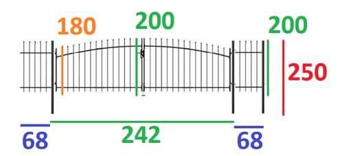 Sierpoort met hekwerk aan beide zijkanten, Tuin en Terras, Tuinpoorten, Gebruikt, Draaipoort, IJzer, 200 cm of meer, 200 cm of meer
