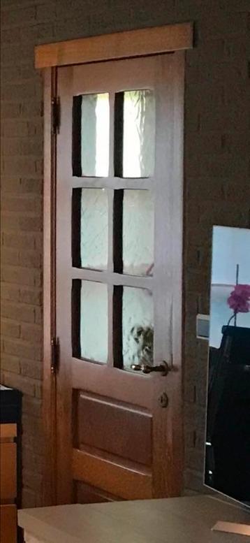 Binnendeur in eik met glas. beschikbaar voor biedingen