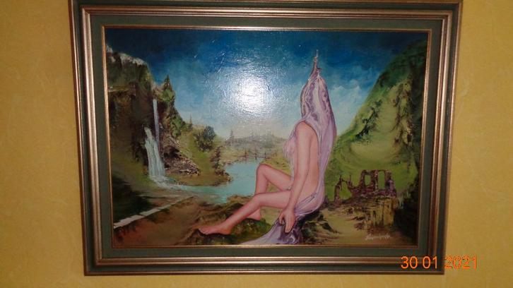 Klassiek schilderij André Vanderhaeghe, Antiek en Kunst, Kunst | Schilderijen | Klassiek, Ophalen of Verzenden