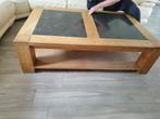 Houten tafel met marmeren bladen, Huis en Inrichting, Ophalen, Gebruikt