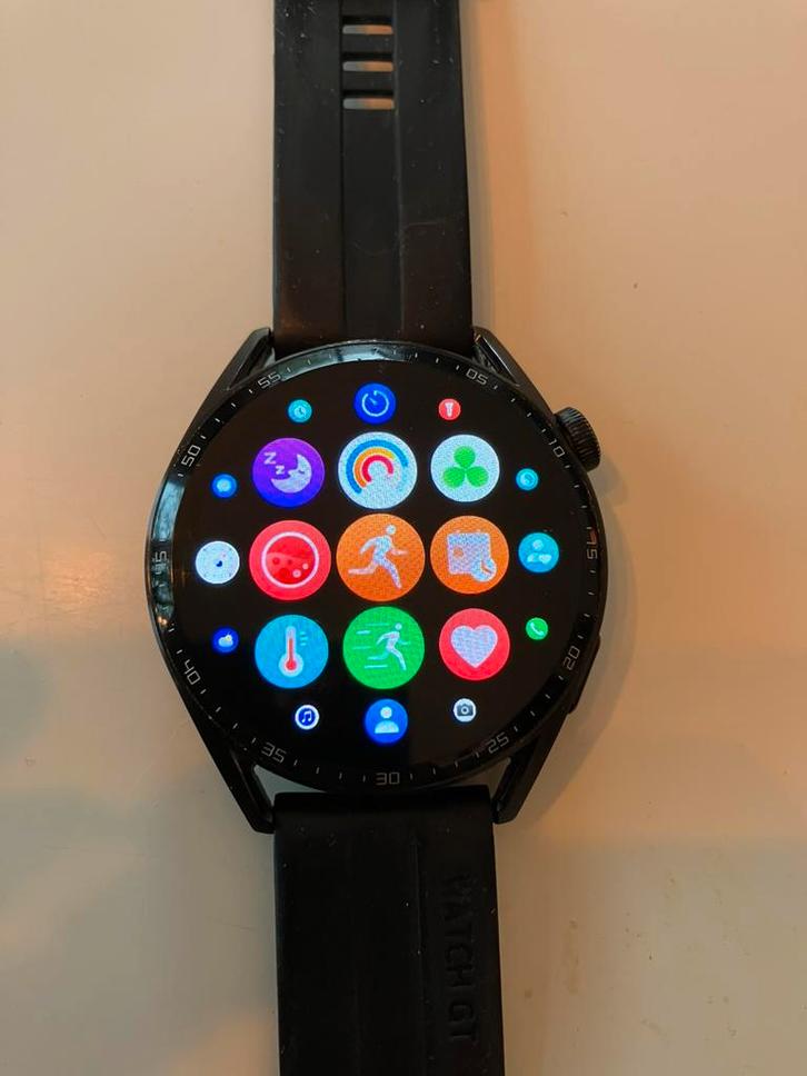 Huawei GT2 46mm, Handtassen en Accessoires, Smartwatches, Gebruikt, iOS, Zwart, Afstand, Conditie, GPS, Hartslag, Hoogte, Kompas
