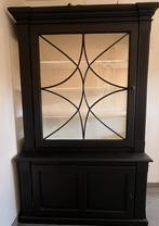 Flamant intérieur buffetkast met glas-in-loodraam, Maison & Meubles, Pin, Comme neuf, 100 à 150 cm, Enlèvement