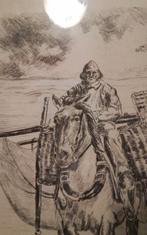 Dessin au stylo de pêcheur de crevettes, Antiquités & Art, Art | Eaux-fortes & Gravures, Enlèvement ou Envoi