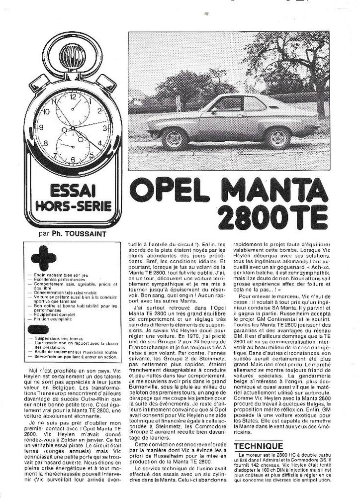 OPEL MANTA TE 2800, Boeken, Auto's | Folders en Tijdschriften, Zo goed als nieuw, Opel, Ophalen of Verzenden
