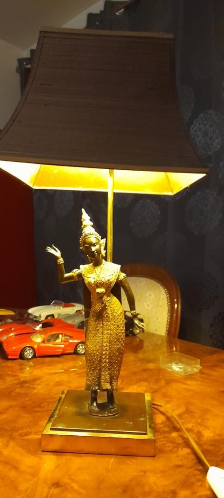 éclairage de bureau ancien avec bronze dorée sur socle, Antiquités & Art