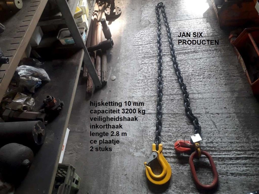Hijsketting 3,2 ton x 2.8 M met inkort- en veiligheidshaak, Ophalen, Nieuw
